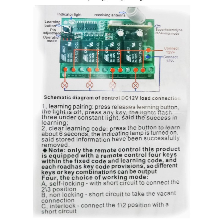 Rele inalambrico 4 canales 2 controles 315MHZ