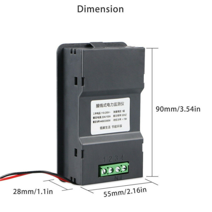 Monitor de energia AC 110V/220V 100A monofasico