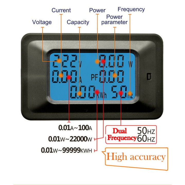 Monitor de energia AC 110V/220V 100A monofasico